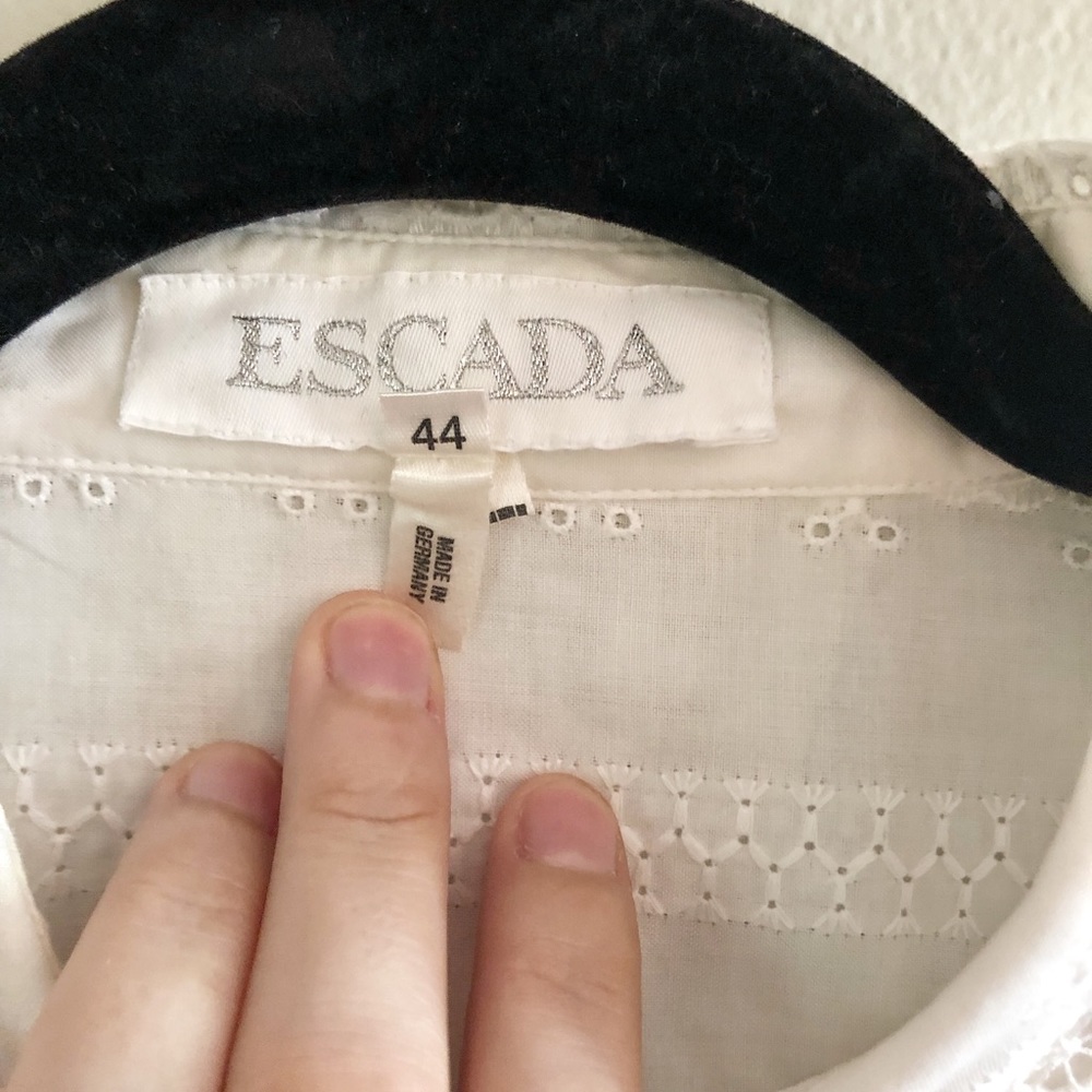 Vintage Escada White Sheer Button Down | Size 44 - Picture 4 of 8
